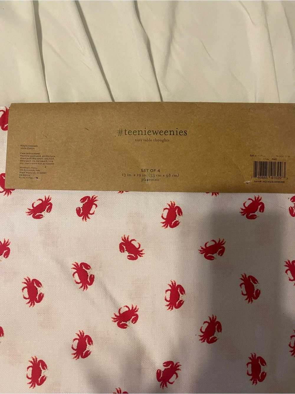 Set of 4 crab placemats New with Tags
